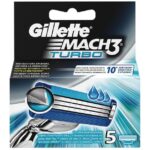 Gillette Mach 3 Turbo Ανταλλακτικές Κεφαλές 3 Λεπίδων 5 Τεμάχια