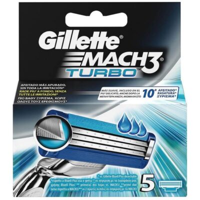 Gillette Mach 3 Turbo Ανταλλακτικές Κεφαλές 3 Λεπίδων 5 Τεμάχια