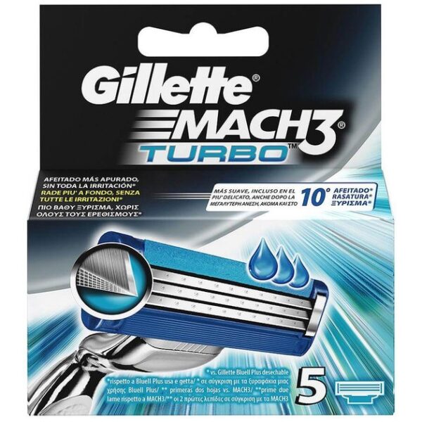 Gillette Mach 3 Turbo Ανταλλακτικές Κεφαλές 3 Λεπίδων 5 Τεμάχια