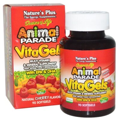 Nature's Plus Animal Parade Vita Gels Multi Vitamins (Cherry flavor) Παιδικό Πολυβιταμινούχο συμπλήρωμα Διατροφής 90 κάψουλες