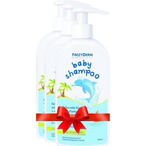 Frezyderm Πακέτο Προσφοράς Baby Shampoo Βρεφικό Σαμπουάν με Χαμομήλι Εστέρες Αμυγδάλου & Πρωτείνες Σιταριού 3x300ml
