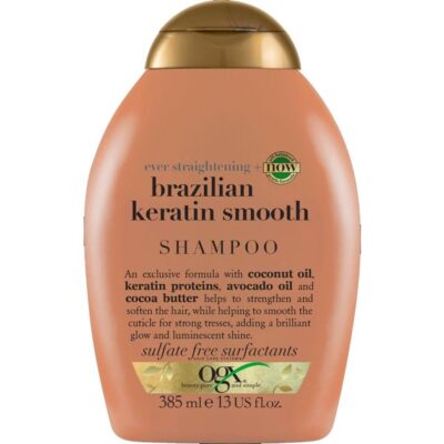 OGX Brazilian Keratin Smooth Shampoo Ever Straightening Δυναμωτικό Σαμπουάν Λείανσης & Λάμψης στα Ταλαιπωρημένα Μαλλιά 385ml