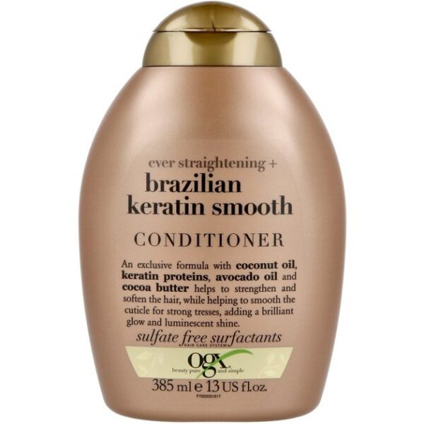 OGX Brazilian Keratin Smooth Conditioner Ever Straightening Μαλακτική Κρέμα Λείανσης & Λάμψης στα Ταλαιπωρημένα Μαλλιά 385ml