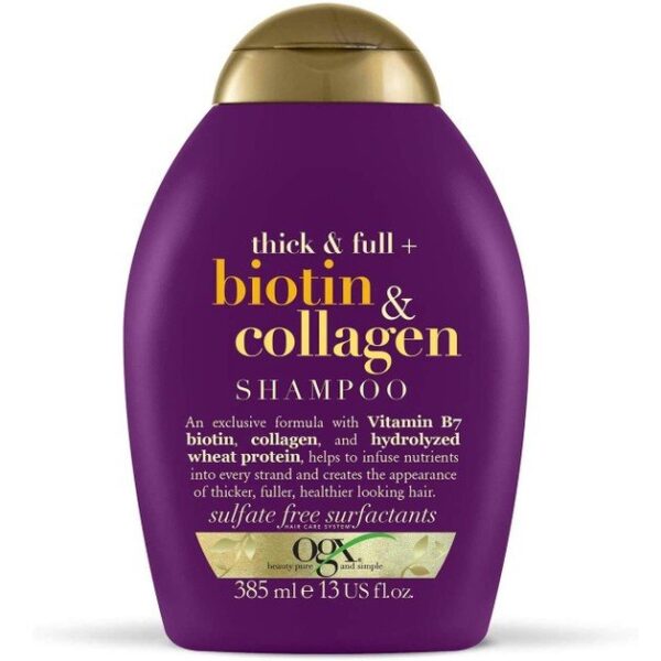 OGX Biotin & Collagen Shampoo Thick & Full Θρεπτικό Σαμπουάν για Πυκνότητα & Όγκο στα Λεπτά Αδύναμα Μαλλιά 385ml