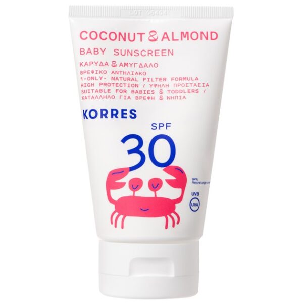 Korres Coconut & Almond Baby Sunscreen Emulsion Spf30 Βρεφικό Αντηλιακό Γαλάκτωμα με Ένα Μόνο Φυσικό Φίλτρο 100ml
