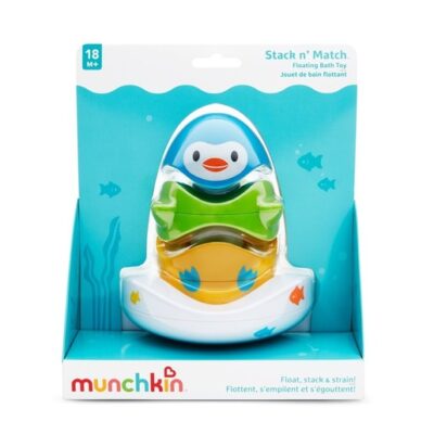 Munchkin Stack N' Match Διαδραστικό Παιχνίδι Μπάνιου Δακτύλιοι σε Σχήμα Ζώων που Επιπλέουν 18m+