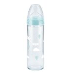 Nuk New Classic Γυάλινο Μπιμπερό με Θηλή Σιλικόνης Γαλάζιο