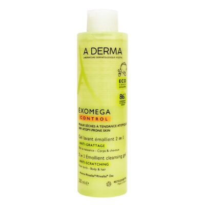 A-Derma Exomega Control Gel Lavant Emollient 2 en 1 Ενυδατικό Ζελ Καθαρισμού για Ατοπικό - Ξηρό Δέρμα για Σώμα & Μαλλιά 200ml