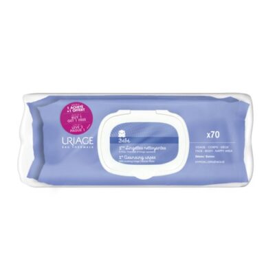 Uriage Promo Eau Thermale Bebe 1st Cleansing Wipes Απαλά Μαντηλάκια που Καθαρίζουν το Ευαίσθητο Δέρμα του Βρέφους 2x70τμχ