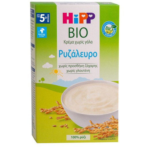 Hipp Bio Ρυζάλευρο Κρέμα Χωρίς Γάλα Από τον 5ο Μήνα 200gr