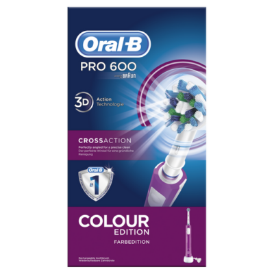 Oral-B Pro 600 Cross Action Color Edition Ηλεκτρική Οδοντόβουρτσα σε Μωβ Χρώμα