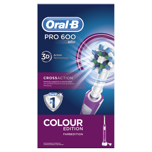 Oral-B Pro 600 Cross Action Color Edition Ηλεκτρική Οδοντόβουρτσα σε Μωβ Χρώμα