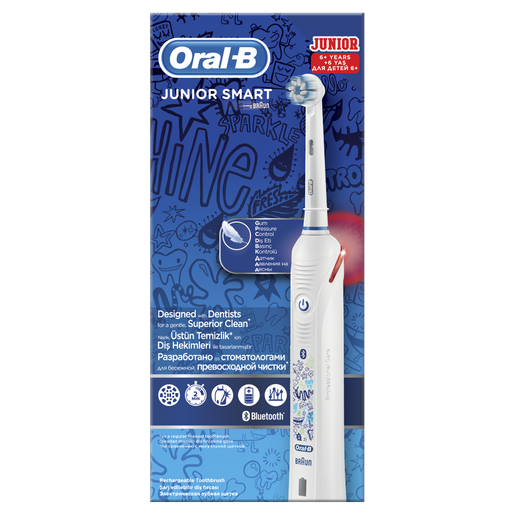 Oral-B Junior Smart Επαναφορτιζόμενη Ηλεκτρική Οδοντόβουρτσα με Αισθητήρα Πίεσης & Σύνδεση Bluetoth