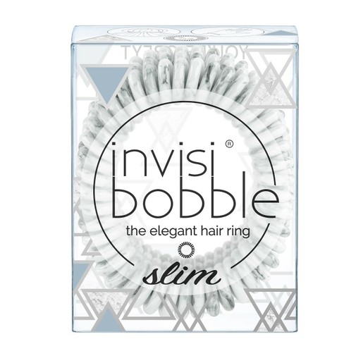 Invisibobble Slim Marblelous Shiny Grey Λαστιχάκι Μαλλιών 3 Τεμάχια