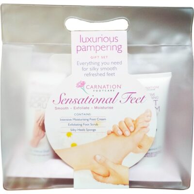 Vican Carnation Gift Set Intensive Moisturizing Foot Cream 100ml & Exfoliating Foot Scrub 100ml & Silky Heels Sponge