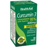 Health Aid Curcumin 3 600mg Συμπλήρωμα Διατροφής Αντιοξειδωτικής Κουρκουμίνης & Πιπερίνης για Μέγιστη Απορρόφηση 30 Tabs