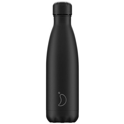 Chilly's Bottle Monochrome Edition All Black Ανοξείδωτο Θερμός σε Μαύρο Ματ Χρώμα 500ml