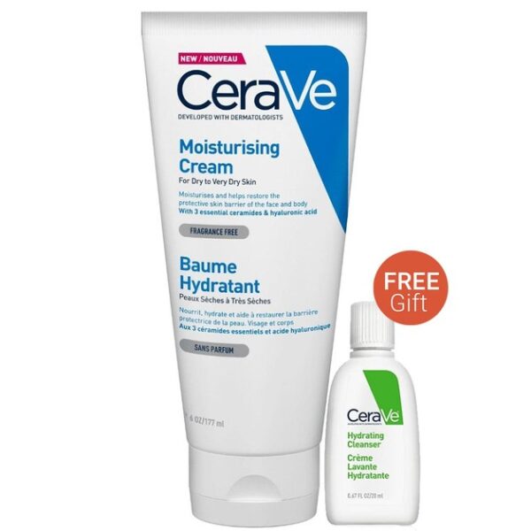 CeraVe Πακέτο Προσφοράς Moisturising Cream Ενυδατική Κρέμα Προσώπου-Σώματος για Ξηρό Δέρμα 177ml & Δώρο Hydrating Cleanser 20ml