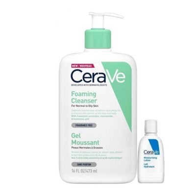 CeraVe Foaming Cleanser Gel Καθαρισμού Προσώπου & Σώματος για Κανονική - Λιπαρή Επιδερμίδα 473ml & Δώρο Moisturising Lotion 5ml