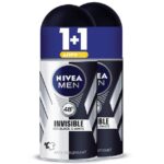 Nivea Men Deo Black + White Power Invisible Roll-On Ανδρικό Αποσμητικό Κατά των Λευκών Σημαδιών 2x50ml 1+1 Δώρο
