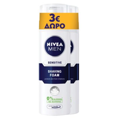 Nivea Men Sensitive Shaving Foam Ανδρικός Αφρός Ξυρίσματος με Χαμομήλι 2x250 ml σε Ειδική Τιμή
