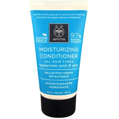 Apivita Moisturizing Conditioner Μαλακτική Κρέμα Ενυδάτωσης για Όλους τους Τύπους Μαλλιών με Υαλουρονικό Οξύ & Αλόη 50ml