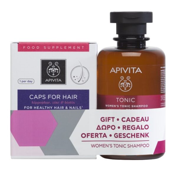 Apivita Πακέτο Προσφοράς Caps for Hair 30caps & Δώρο Women's Tonic Shampoo With Hippophae Tc & Laurel 250ml