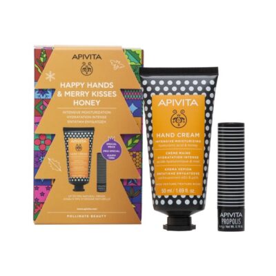 Apivita Happy Hands & Merry Kisses Honey Hand Cream Intensive Moisturizing 50ml & Lip Care Lip Balm Propolis 4.4g σε Ειδική Τιμή