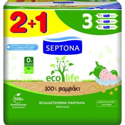 Septona Baby Ecolife Wipes Βρεφικά Βιοδιασπώμενα Μωρομάντηλα με Καλέντουλα
