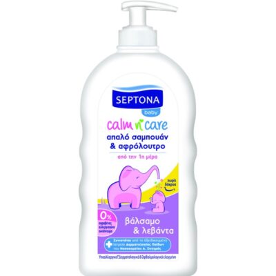 Septona Baby Calm n' Care Βρεφικό Απαλό Σαμπουάν & Αφρόλουτρο με Βάλσαμο & Λεβάντα 500ml