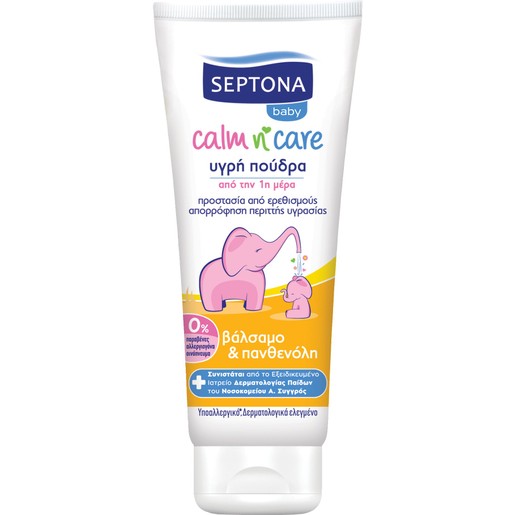 Septona Baby Calm n' Care Βρεφική Υγρή Πούδρα για Προστασία Από Ερεθισμούς με Βάλσαμο & Χαμομήλι 100ml