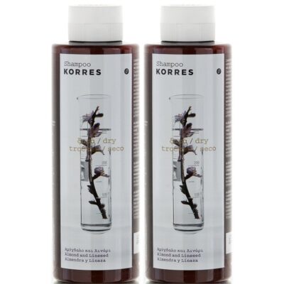 Korres Πακέτο Προσφοράς Almond & Linseed Shampoo 2x250ml Προσφορά -50% στο 2ο Προιόν