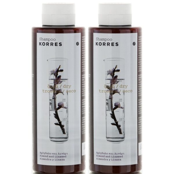 Korres Πακέτο Προσφοράς Almond & Linseed Shampoo 2x250ml Προσφορά -50% στο 2ο Προιόν