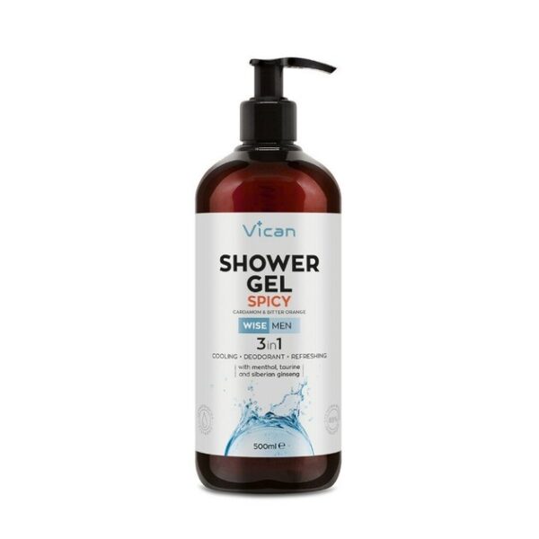 Vican Wise Men Shower Gel Spicy Ανδρικό Αφρόλουτρο για Αίσθηση Φρεσκάδας με Άρωμα Κάρδαμου & Bitter Orange 500ml