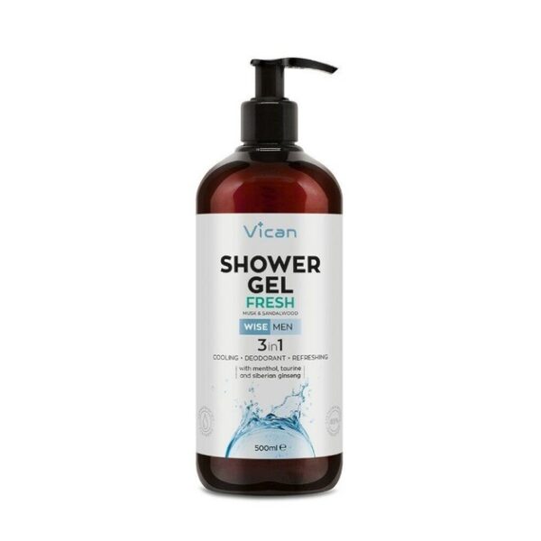 Vican Wise Men Shower Gel Fresh Ανδρικό Αφρόλουτρο για Αίσθηση Φρεσκάδας με Άρωμα Musk & Σανταλόξυλο 500ml