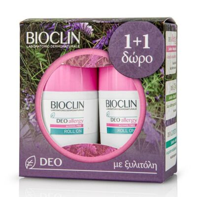 Bioclin Deo Allergy Roll on Αποσμητικό Σχεδιασμένο να Ελέγχει την Εφίδρωση σε Αλλεργικές & Αντιδραστικές Επιδερμίδες 2x50ml