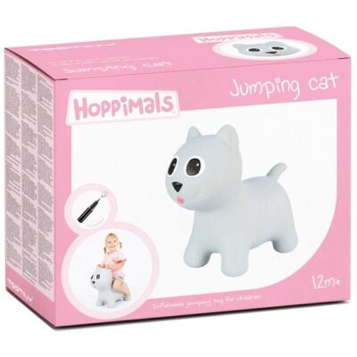 Hoppimals Jumping Dog Φουσκωτό Γατάκι Χοπ Χοπ Ζωγραφισμένο στο Χέρι σε Γκρι Χρώμα από 12 Μηνών