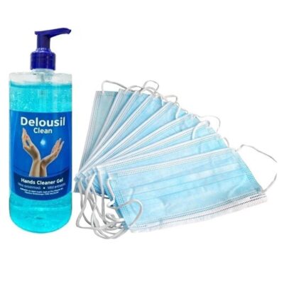 Delousil Πακέτο Αντισηπτικής Προσφοράς Hands Cleaner Gel 1 Lt & Χειρουργικές Μάσκες Προσώπου 3ply 50 Τεμάχια