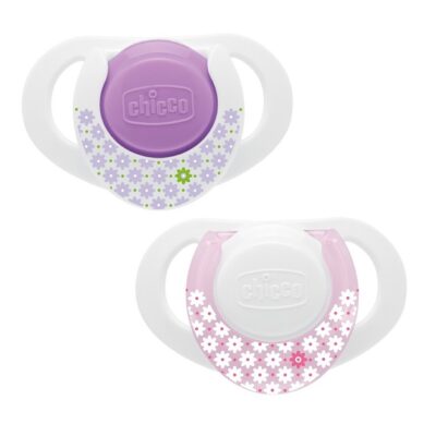 Chicco Physio Compact Πιπίλα Καουτσούκ με Κρίκο 0-6 Μηνών Ροζ 2τμχ