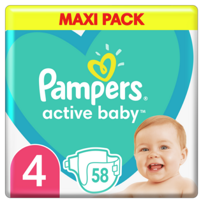 Pampers Active Baby Maxi Pack Νο4 (9-14 kg) 58 πάνες
