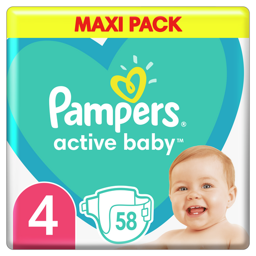 Pampers Active Baby Maxi Pack Νο4 (9-14 kg) 58 πάνες