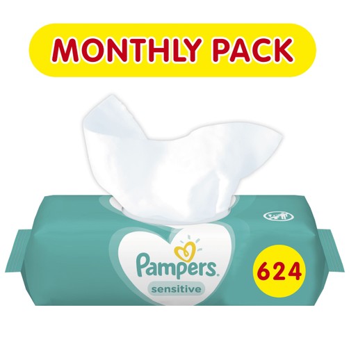 Pampers Πακέτο Προσφοράς Συσκευασία Μήνα Sensitive Wipes Μωρομάντηλα Ιδανικά για την Ευαίσθητη Επιδερμίδα 12x52 Wipes