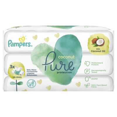 Pampers Pure Coconut Protection Baby Wipes Μωρομάντηλα για Απαλή Καθαριότητα & Προστασία με Έλαιο Καρύδας (3x42) 126 Wipes