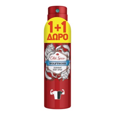 Old Spice Πακέτο Προσφοράς Wolfthorn Deodorant Body Spray Αποσμητικό με Δυναμικό Άρωμα Μόνο για Αληθινούς Άντρες 2x150ml