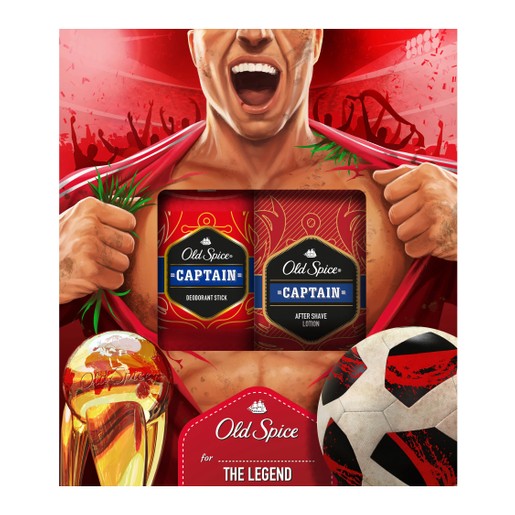 Old Spice Gift Box Captain Football Deodorant Stick 50ml & Captain After Shave Lotion 100ml