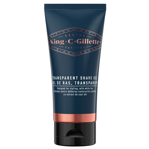 Gillette King C Transparent Shave Gel Ανδρικό Διάφανο Gel Ξυρίσματος με Λευκό Τσάι & Έλαιο Argan 150ml