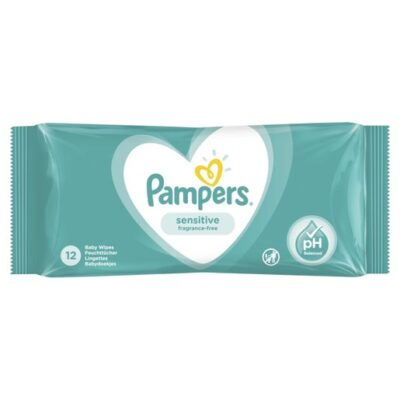 Pampers Sensitive Wipes Travel Size Μωρομάντηλα Ιδανικά για την Ευαίσθητη Επιδερμίδα 12 Baby Wipes