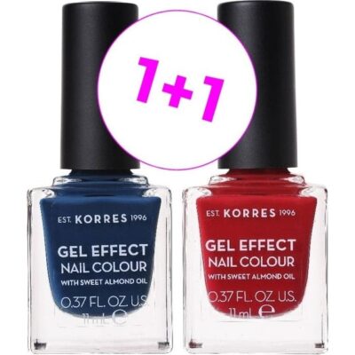Korres Gel Effect Nail Colour No.84 Indigo Blue & No.56 Celebration Red