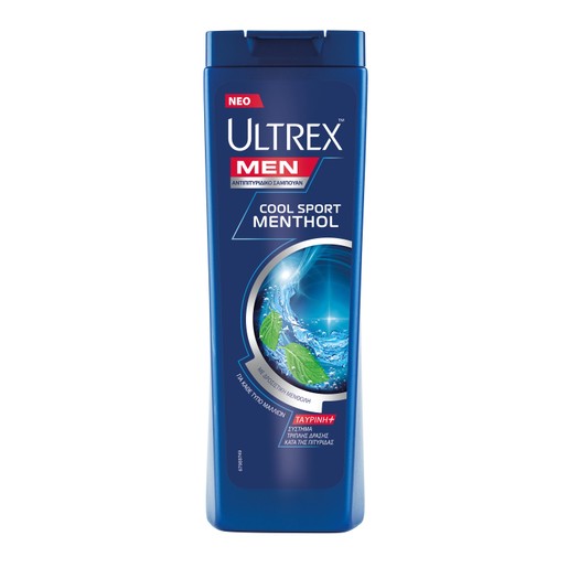 Ultrex Men Cool Sport Menthol Αντιπιτυριδικό Σαμπουάν με Ενεργή Μενθόλη για Έντονη Αίσθηση Φρεσκάδας 360ml