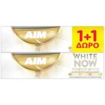 Aim Πακέτο Προσφοράς White Now Forever White Οδοντόκρεμα για Αποδεδειγμένα Λευκότερα Δόντια στο Πρώτο Βούρτσισμα 2x75ml 1+1 Δώρο